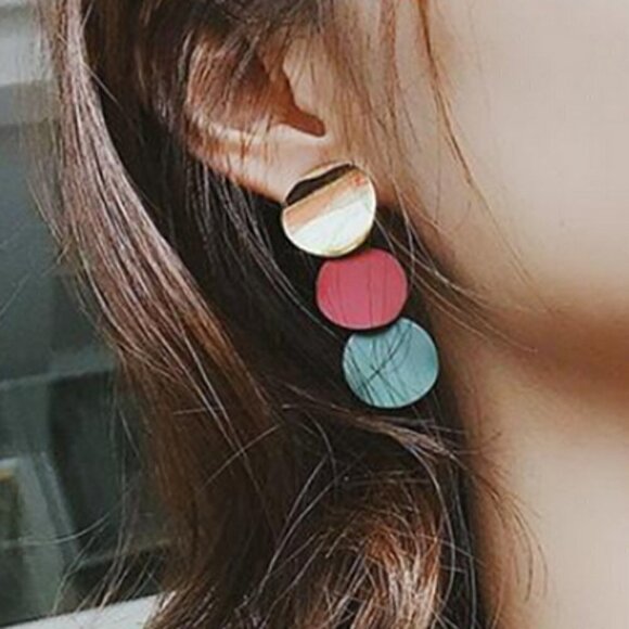 Layered Circle boho drop earrings jewelry - Picture 1 of 4